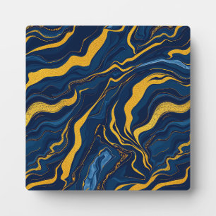 Navy Blaues Goldmarmor Abstract Luxuriöses Topogra Fotoplatte