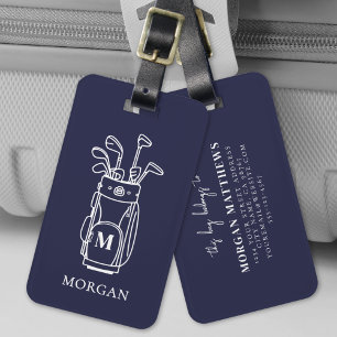 Navy Blaues Golf Monogramm Gepäckanhänger