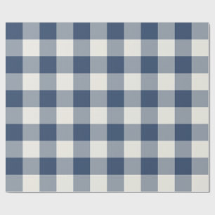 Navy Blaues großes Gingham-Karo Geschenkpapier