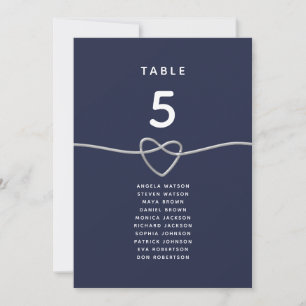 Navy Blaues Herz Hochzeitstisch Sitzplan