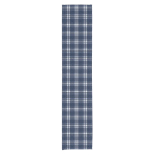 Navy Blaues Karo-Tartan-Weihnachten Kurzer Tischläufer