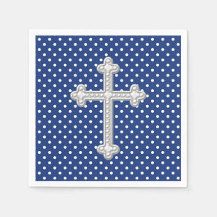 Navy Blaues Kreuz Taufkleid Serviette
