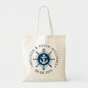 Navy Blaues Maritimes Schiffssteuer und Anker Tragetasche