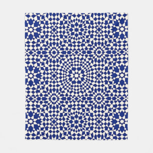 Navy Blaues Mosaik-Geometrisches Muster Fleecedecke