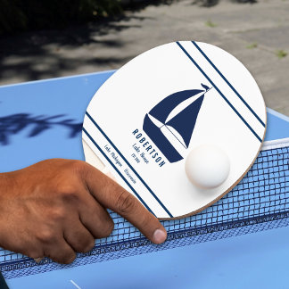 Navy Blaues Nautisches Familienname-Seehäuschen Tischtennis Schläger