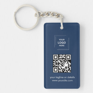 Navy Blaues QR-Logo Kontakt Moderne Geschäftsgesta Schlüsselanhänger