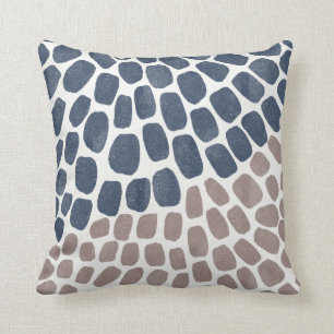 Navy blaues rustikales künstlerisches handgemaltes kissen