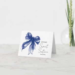 Navy Blaues Schleifen Coquette Skript Sweet 16 Dan Dankeskarte