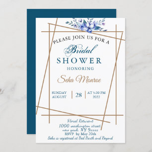 Navy blaues Wasserfarben nassblauer Brautdufer Einladung