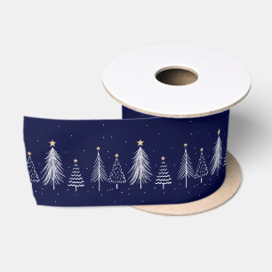 Navy Blaues Weihnachts-Winter-Tannenbaum-Stern Spi Satinband