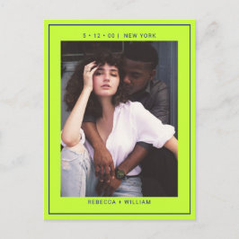 Navy blaugrünes einfaches Foto Hochzeit speichern Postkarte