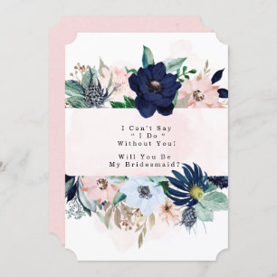 Navy Blink Pink Floral werden Sie meine Bridesmaid Einladung