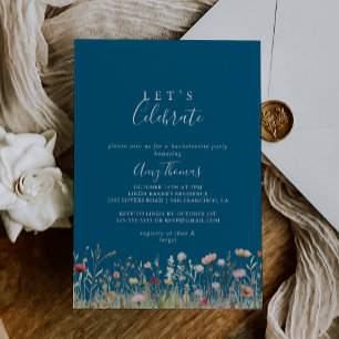 Navy Bliss Boho Wildblumen Lass uns Party feiern Einladung