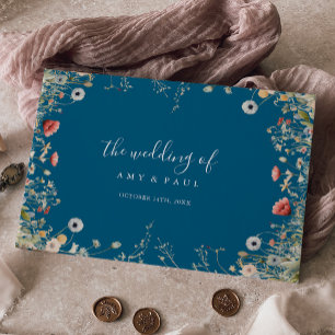 Navy Blissful Boho Wildblume Wedding Gästebuch