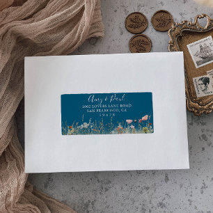 Navy Blissful Boho Wildblume Wedding RSVP-Adresse Adressaufkleber