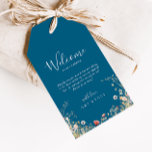 Navy Blissful Boho Wildflower Wedding Welcome Geschenkanhänger<br><div class="desc">These navy blissful boho wildflower wedding welcome gift tags are perfect for a rustic wedding. The design features pink, purple, blush, yellow, dusty blue, red, burgundy meadow wild flowers assembled in a seamless and delightful floral pattern, evoking natural beauty. These tags are perfect for hotel guest welcome bags and destination...</div>
