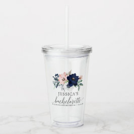 Navy Blooms Junggeselinnen-Abschied Favor Tumbler Acryltrinkbecher