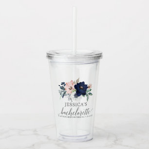 Navy Blooms Junggeselinnen-Abschied Favor Tumbler Acryltrinkbecher