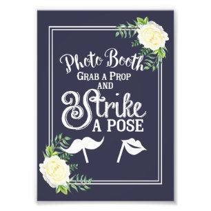 Navy Blu Ivory Chic Rose Hochzeitsfeier Foto Stand