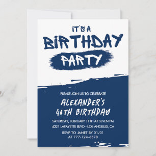 Navy Blue 46. Geburtstag Einladungen Männer Graffi