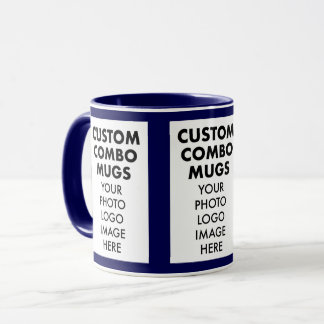 Navy Blue 4:6 Bilderrahmen 3 Foto Custom Combo Tasse