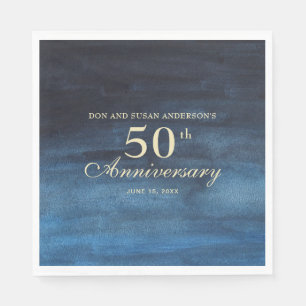 Navy Blue 50. Hochzeitstag Serviette