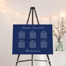 Navy Blue 6 Table Wedding Chart Fower Board