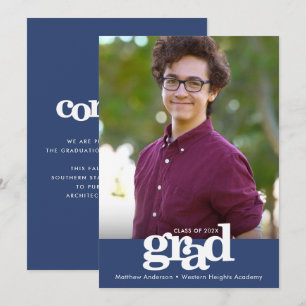 Navy Blue Abschluss Foto fett moderner Typografie Ankündigung