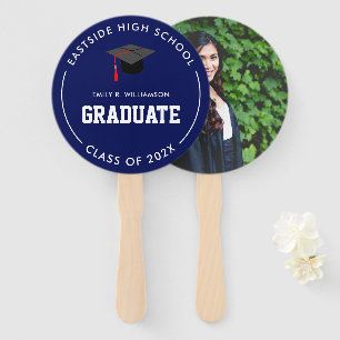 Navy Blue Abschluss Foto Personalisiert Hand Fan Fächer