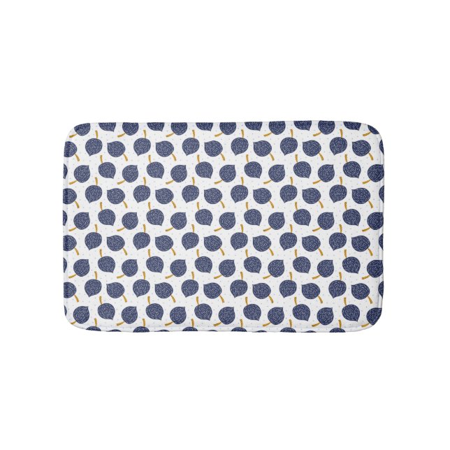 Navy Blue Abstrakt Flying Bomb Fruchtmuster Badematte (Vorderseite)