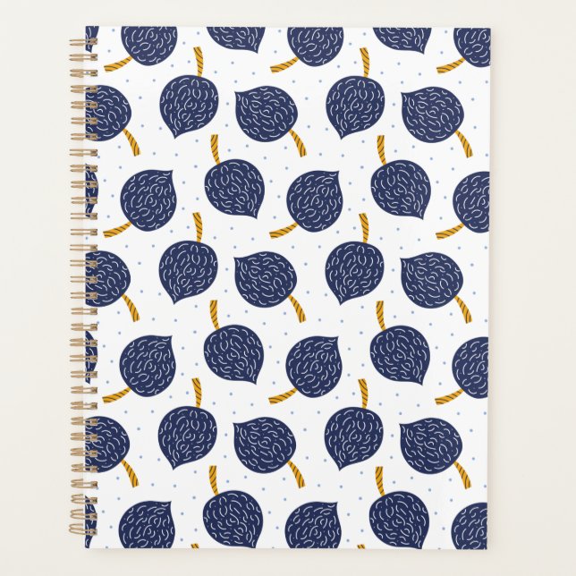 Navy Blue Abstrakt Flying Bomb Fruchtmuster Planer (Vorderseite)