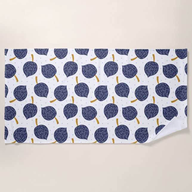 Navy Blue Abstrakt Flying Bomb Fruchtmuster Strandtuch (Vorderseite)