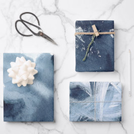Navy Blue Abstrakt Painterly Geschenkpapier Set