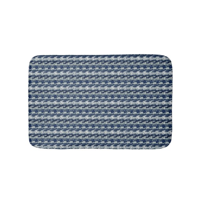 Navy Blue Abstrakt Pattern Badematte (Vorderseite)