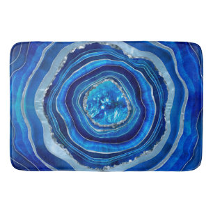 Navy Blue Agate Geode Digitale Kunst Badematte