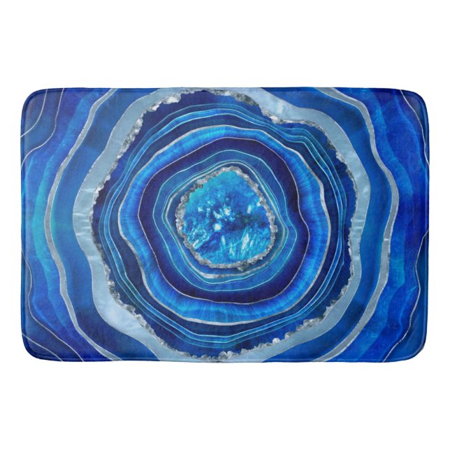 Navy Blue Agate Geode Digitale Kunst Badematte (Vorderseite)