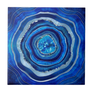 Navy Blue Agate Geode Digitale Kunst Fliese