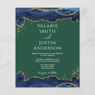 Navy Blue Agate Green Wedding Flyer