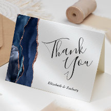 Navy Blue Agate Rose Gold Hochzeit Vielen Dank