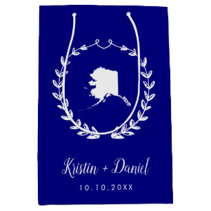 Navy Blue Alaska Map Wedding Welcome Swag Mittlere Geschenktüte