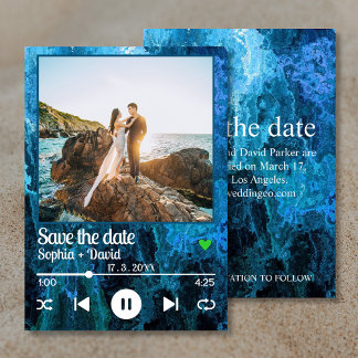 Navy Blue Album Cover Music Foto Save the Date Einladung