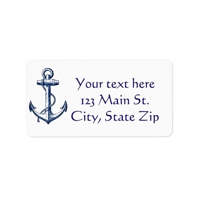 Navy Blue Anchor Address Label Adressaufkleber (Vorne)