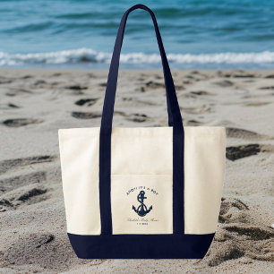 Navy Blue Anchor Baby Dusche Personalisiert Tragetasche