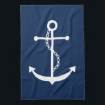 Navy Blue Anchor Handtuch<br><div class="desc">Nautical Design</div>