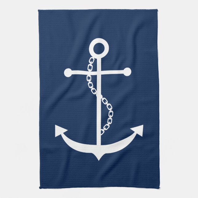 Navy Blue Anchor Handtuch (Vertikal)