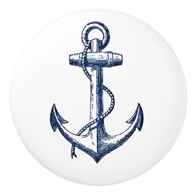 Navy Blue Anchor Keramikknauf (Vorderseite)