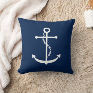 Navy Blue Anchor Kissen