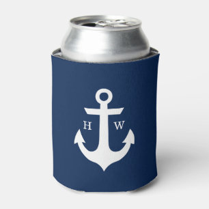 Navy Blue Anchor Mit Monogramm Dosenkühler