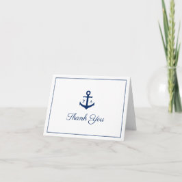 Navy Blue Anchor Monogram Nautical Wedding Dankeskarte