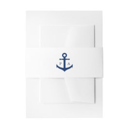 Navy Blue Anchor Monogram Nautical Wedding Einladungsbanderole